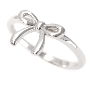 Bow- Tie a Ribbon on it- Steel mini Ring- Gold and silver