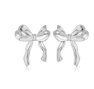 Bow Stud Earring- The Ruffled steel Bow 14 and silver 