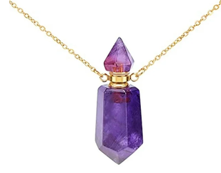 Gemstone Perfume Bottle Stainless Steel Gift boxed Necklace