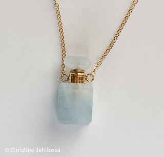 Gemstone Mini Perfume Bottle Crystal Necklace