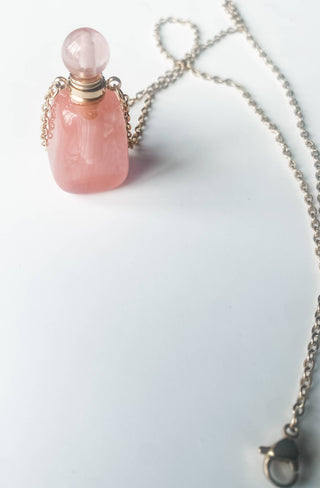 Perfume Bottle Necklace Genuine Gemstone Nugget Raw Cut