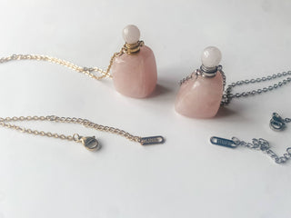 Perfume Bottle Necklace Genuine Gemstone Nugget Raw Cut