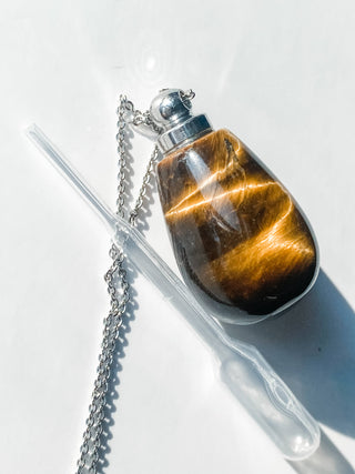 Gemstone Perfume Bottle Necklace- Oval