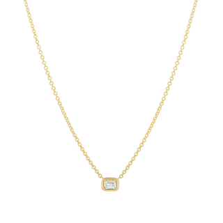 Emerald Diamond Solitaire Necklace