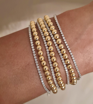 14 K Gold Steel Bead Bracelets 5mm