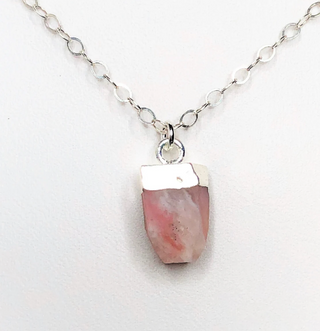 October- Pink Opal- Birthstone Natural Raw Nugget 925 Gold Necklace (Copy)