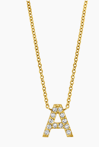 14K Gold Diamond Pave Love Letter Charm Necklace