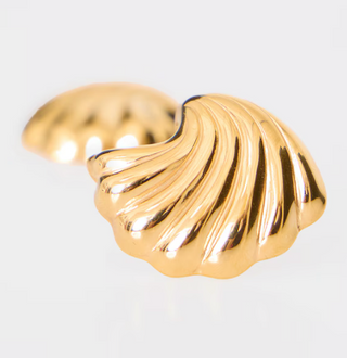 Mulini-Wave Stainless Steel 14K Gold Stud Earring