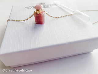 Gemstone Mini Perfume Bottle Crystal Necklace