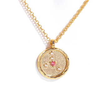 Celestial Zodiac Birthstone Coin and CZ Necklaces- 14K gold 