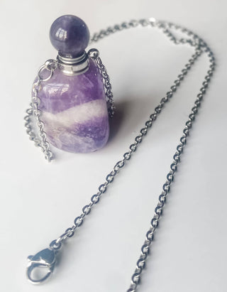 Perfume Bottle Necklace Genuine Gemstone Nugget Raw Cut