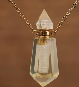 Gemstone Perfume Bottle Stainless Steel Gift boxed Necklace