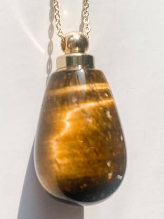 Gemstone Perfume Bottle Necklace- Oval