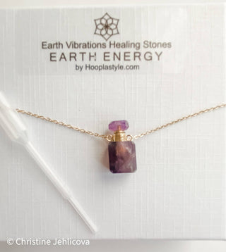 Gemstone Mini Perfume Bottle Crystal Necklace