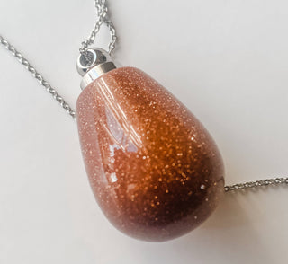 Gemstone Perfume Bottle Necklace- Oval