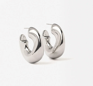 Wave-Puffy Hoop- Steel Earrings- 14K gold or Silver