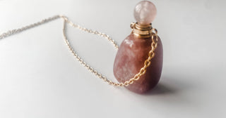 Perfume Bottle Necklace Genuine Gemstone Nugget Raw Cut