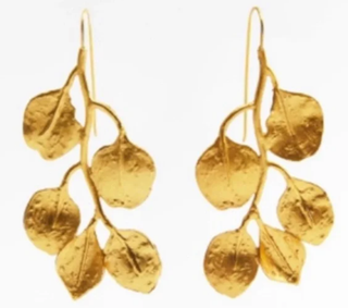 Leaf Branch- Steel 14K hammered Earring Drop Chandelier 