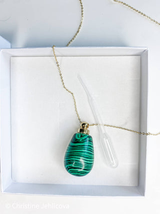 Gemstone Perfume Bottle Necklace- Oval