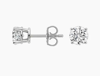 Round 4 prong CZ stud Earring- Steel 