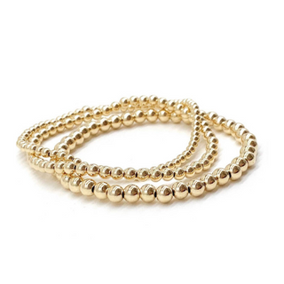Gold Beads Bracelets- 14K Gold Steel Bead Stretch Bracelets