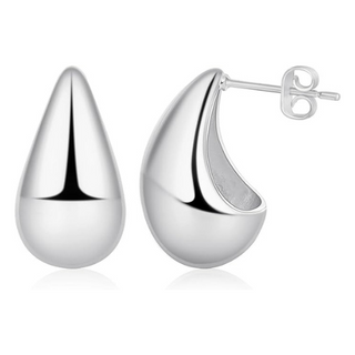 Designer Drop Stud Earring- 14K Gold, Platinum High Shine
